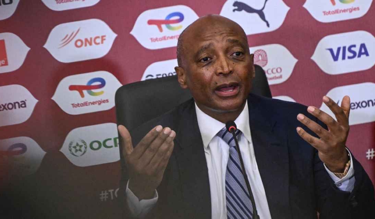 Patrice Motsepe speaks to media in Rabat on Saturday, announcing major changes to CAF's tournaments. SEBASTIEN BOZON / AFP via Getty Images