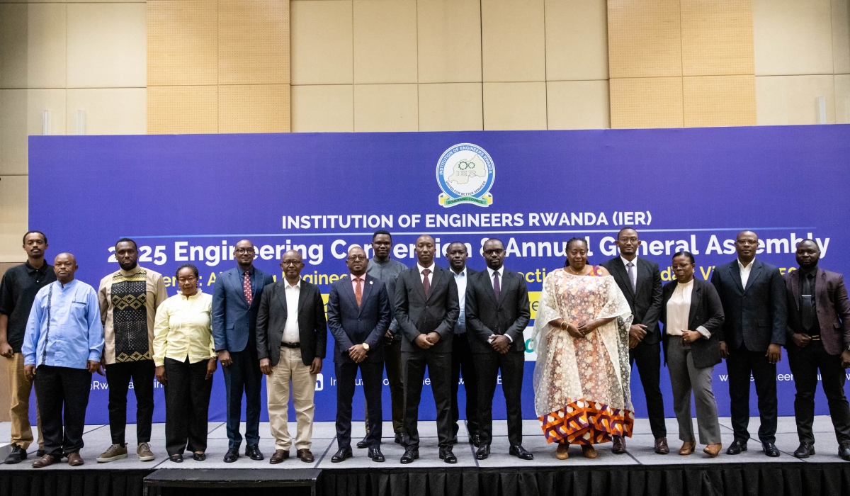Officials pose for a group photo during the 2025 Engineering Convention and Annual General Assembly. Dan Gatsinzi