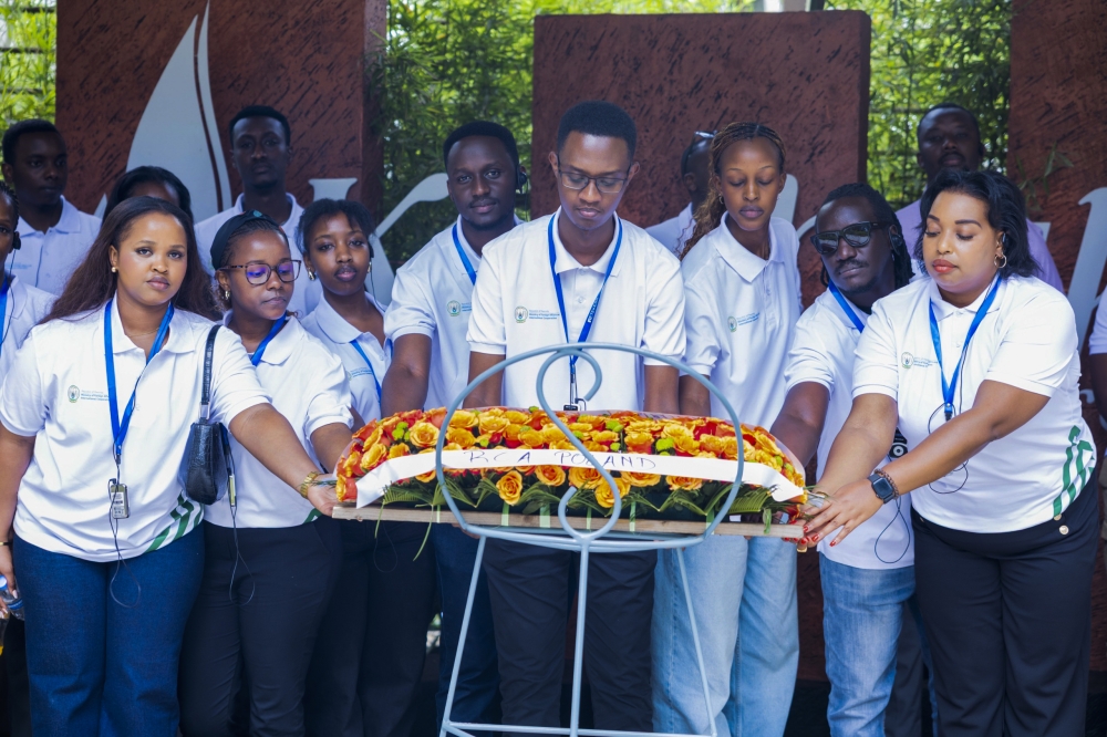 Rwandans living in Poland lay a wreath to pay tribute to victims of the Genocide against the Tutsi at the Kigali Genocide Memorial on Monday, December 22. Courtesy