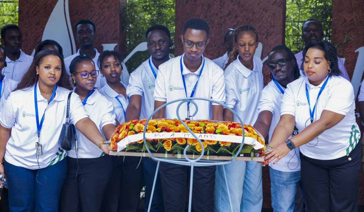 Rwandans living in Poland lay a wreath to pay tribute to victims of the Genocide against the Tutsi at the Kigali Genocide Memorial on Monday, December 22. Courtesy