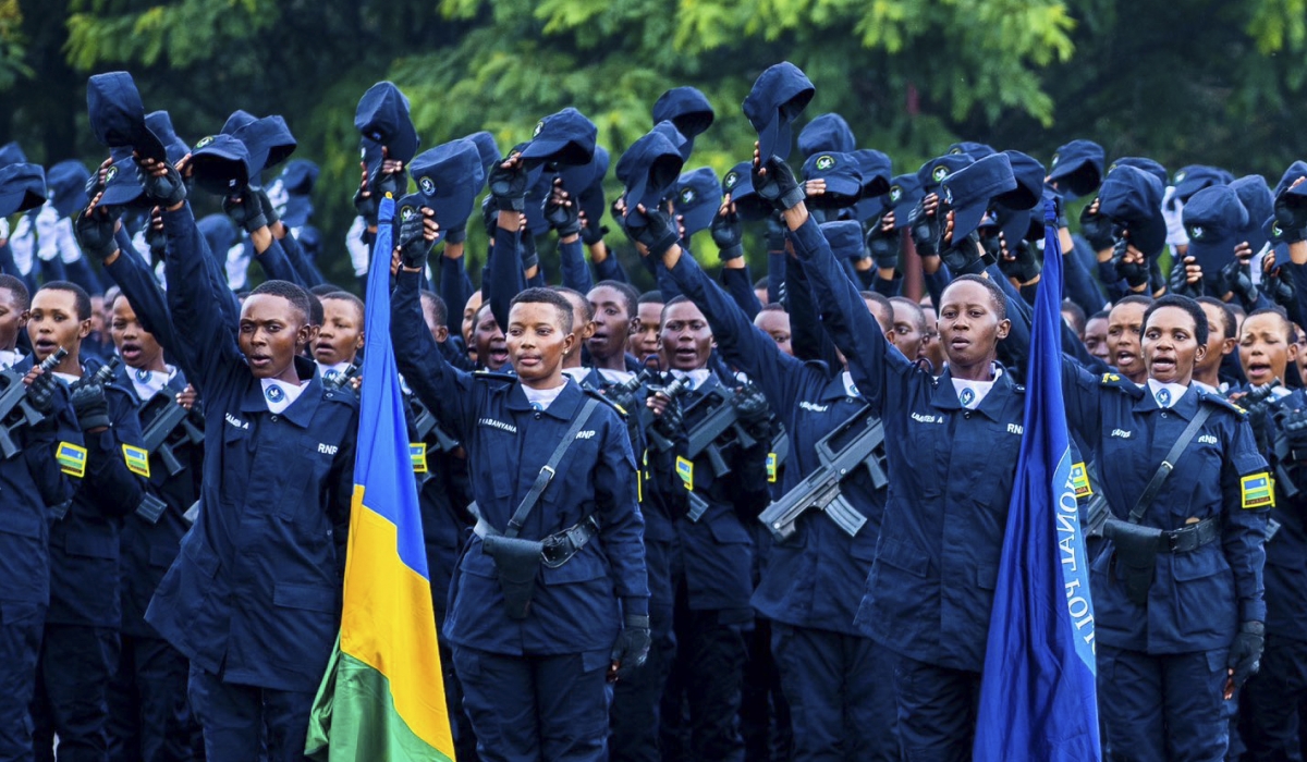  Newly graduated Rwanda National Police officers parade during a pass-out ceremony at the Police Training School (PTS) in Gishari, Rwamagana District, on Monday, December 22. A total of 1,903 officers, including 359 women, completed the Basic Police Course under the 21st intake. Courtesy