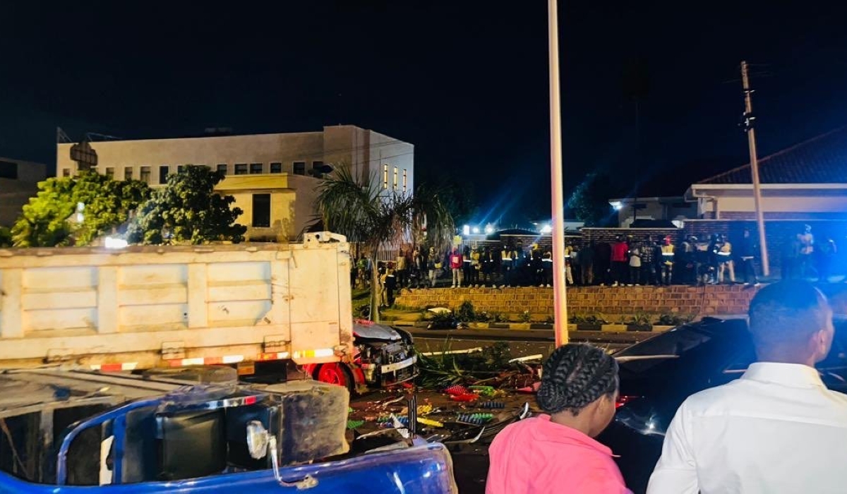 A scene of a fatal accident that killed five people and nine others injured after a fuel tanker truck was involved in a serious accident in Kicukiro on Monday, December 22.