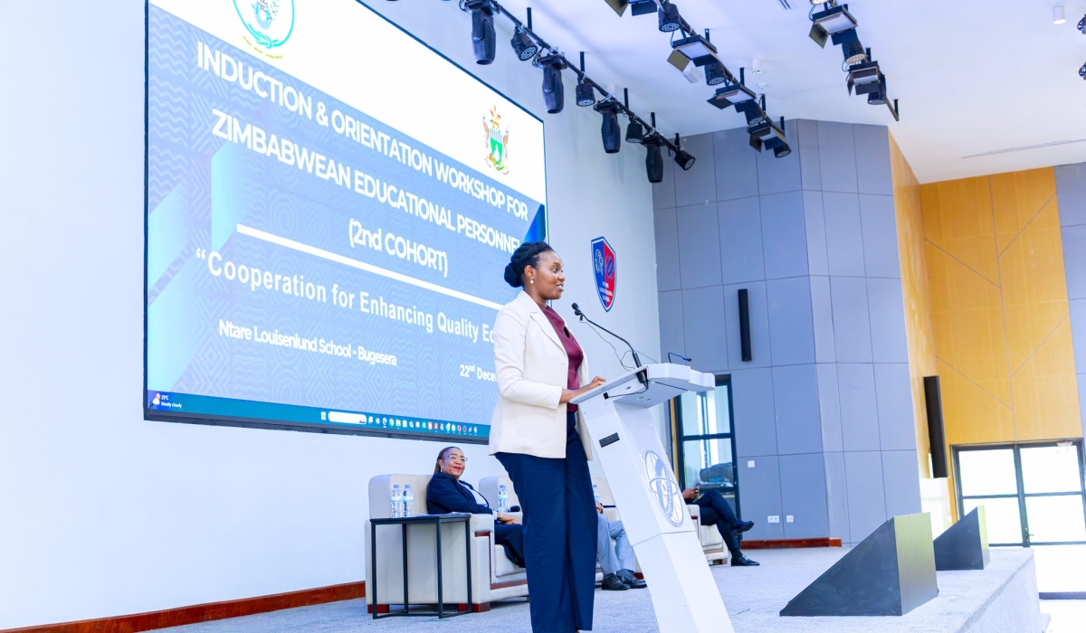 Claudette Irere, the Minister of State for Education addresses new Zimbabwean Teachers