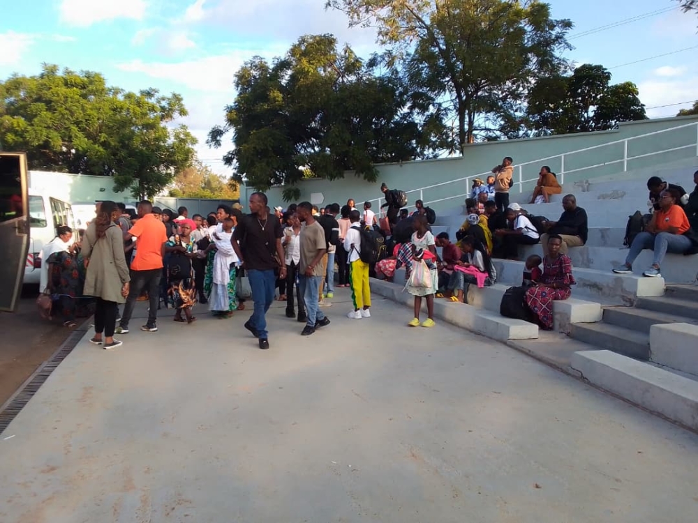 Passengers wait for Horizon Express at Kigali Pele Stadium on December 23,