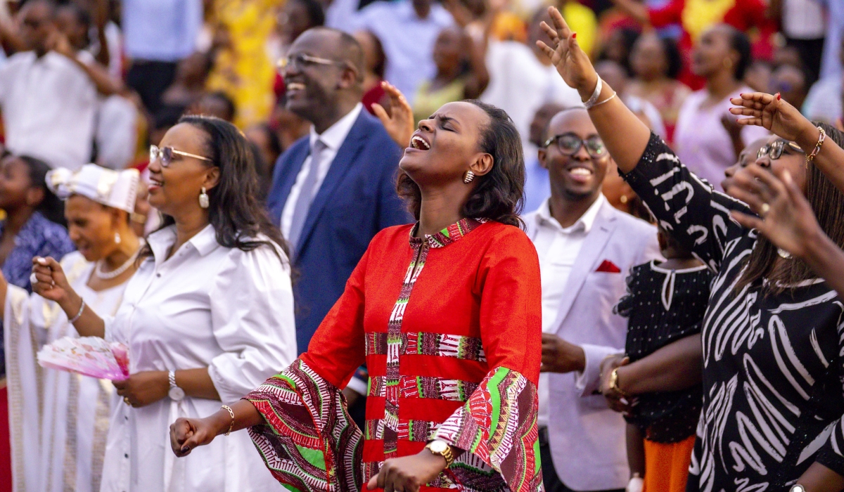 Believers take part in a praise and worship session during Christmas services at Evangelical Restoration Church Masoro in 2024. Photo by Emmanuel Dushimimana.