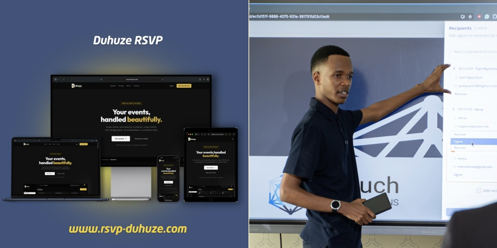 Yvan Niyonshuti, the lead developer, during a presentation.