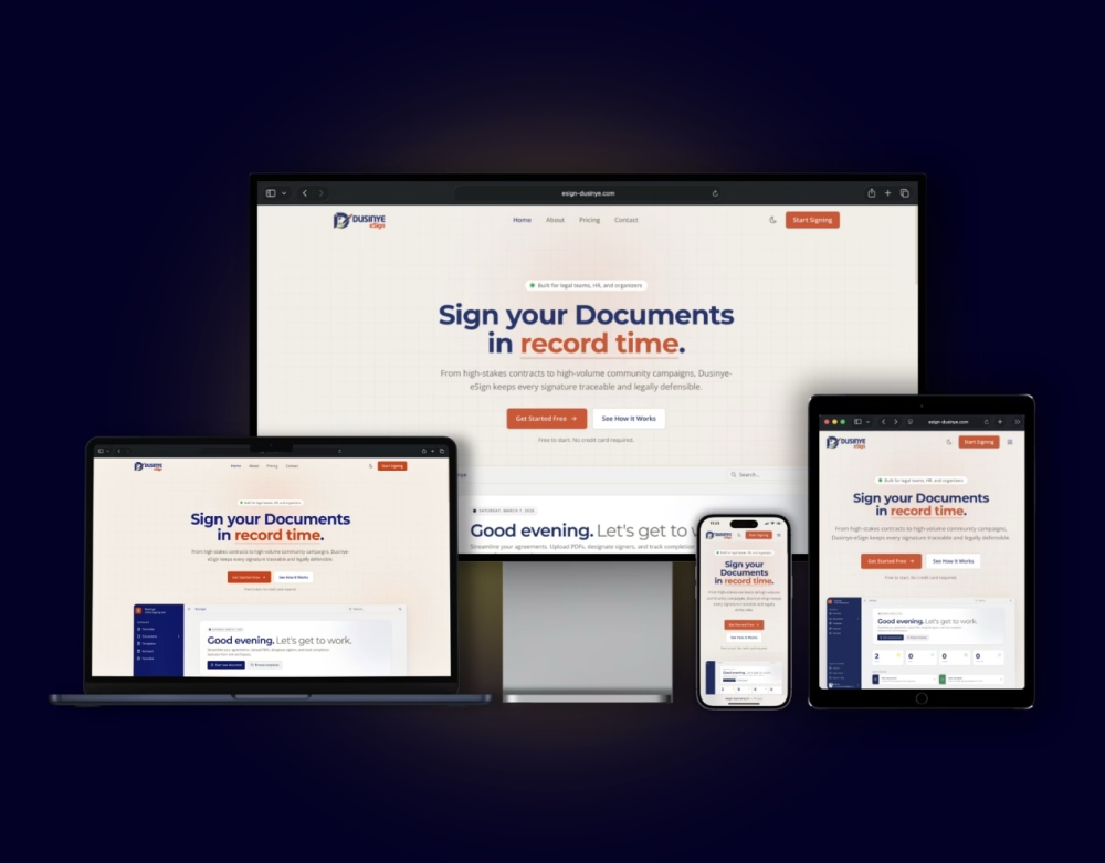 Dusinye eSign allows users to sign documents electronically without the need for printing physical copies.
