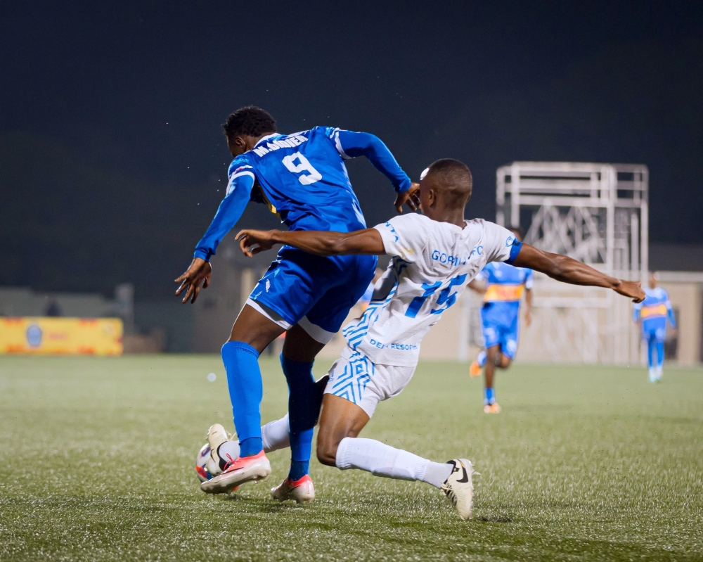Players battle for the ball