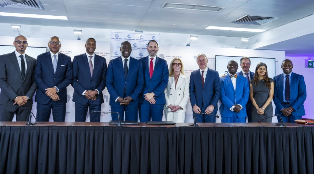 Officials pose for a photo at the signing ceremony on the sidelines of Africa CEO Forum in Kigali on Friday, May 15. Courtesy