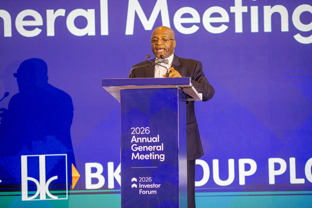 BK Group Plc Board Chairperson Jean Philippe Prosper speaks to the stakeholders during the assembly.