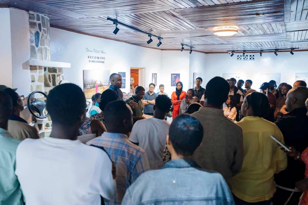 Participants at Rwandan visual storyteller Angelo Bertrand Kwizera's exhibition