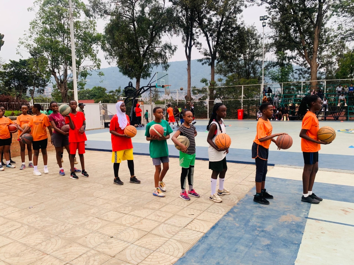 Children during a training session at Rafiki Basketball Court.