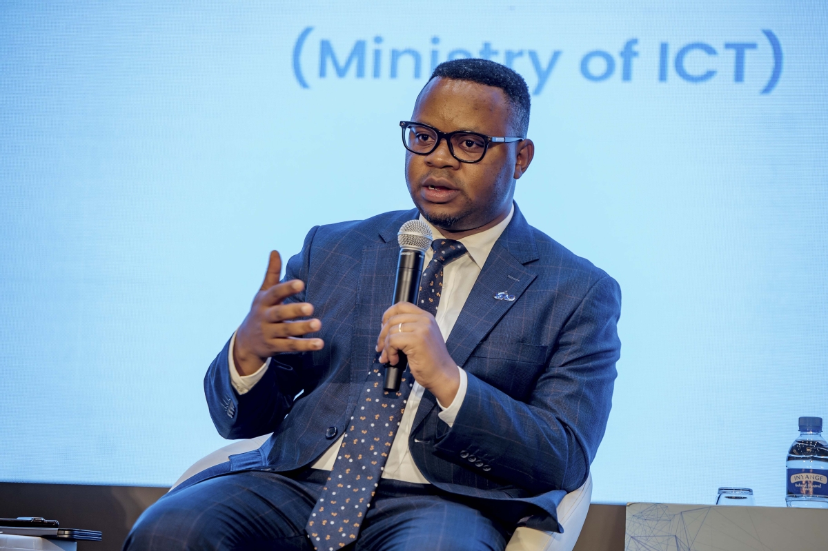 State Minister Iradukunda speaks during VisiontechPLG Rwanda Launch Summit 2026, a high-level executive and policy forum