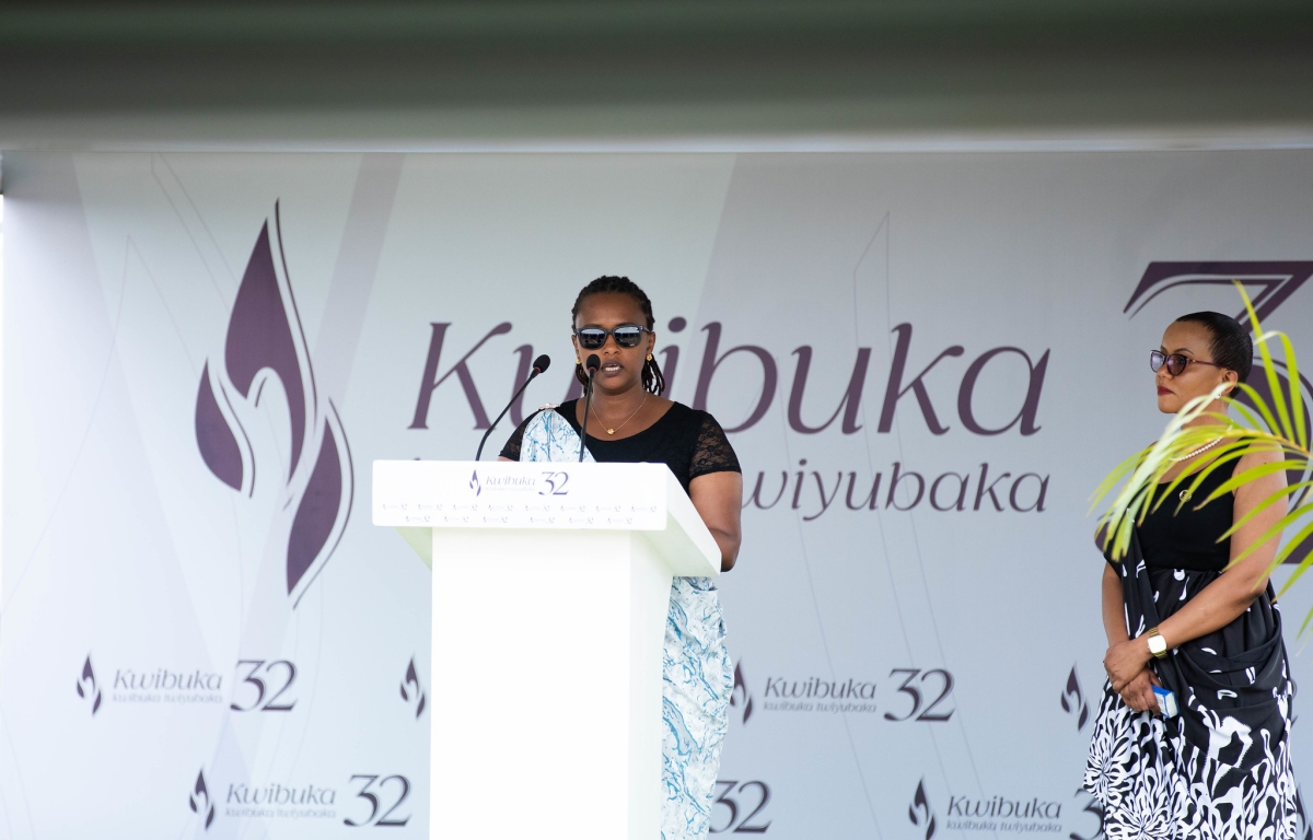 Liliane Murangwayire, a Genocide survivor gives  testimony during the event.