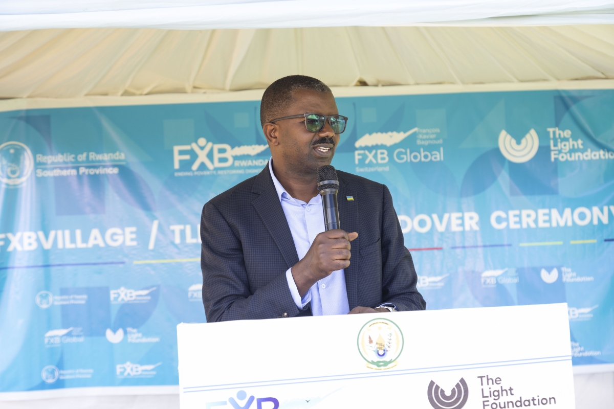 Jean-Paul Habineza, Vice Mayor in charge of Economic Development in Gisagara District speaks at the event.
