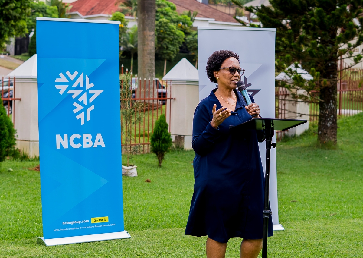 Execella High School Deputy Director Peace Uwineza welcomes participants at the event (courtesy)