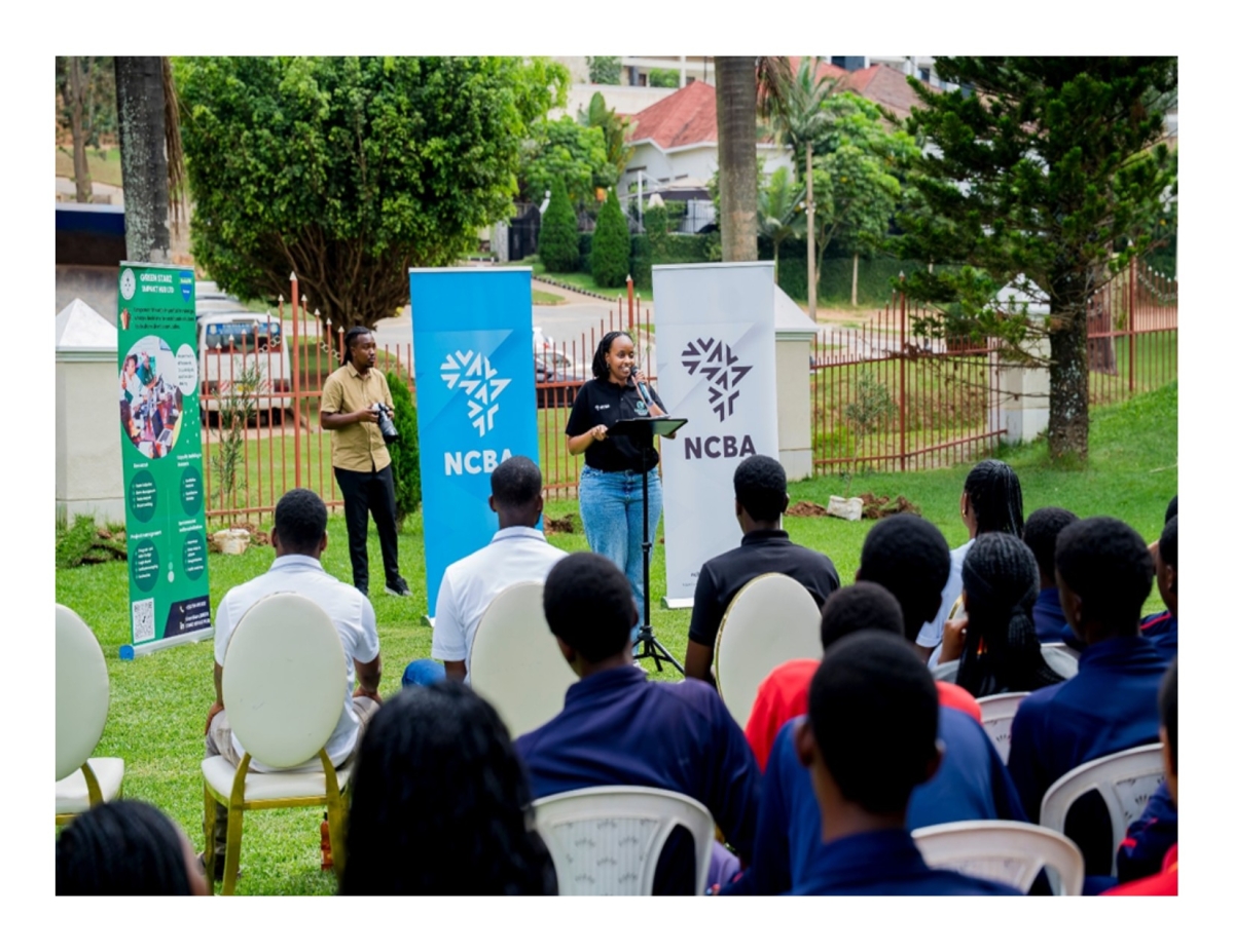 Abigael Miriuki, NCBA Bank Kenya Sustainability Analyst, addresses participants at the World Environment Day event held at Excella School (courtesy)
