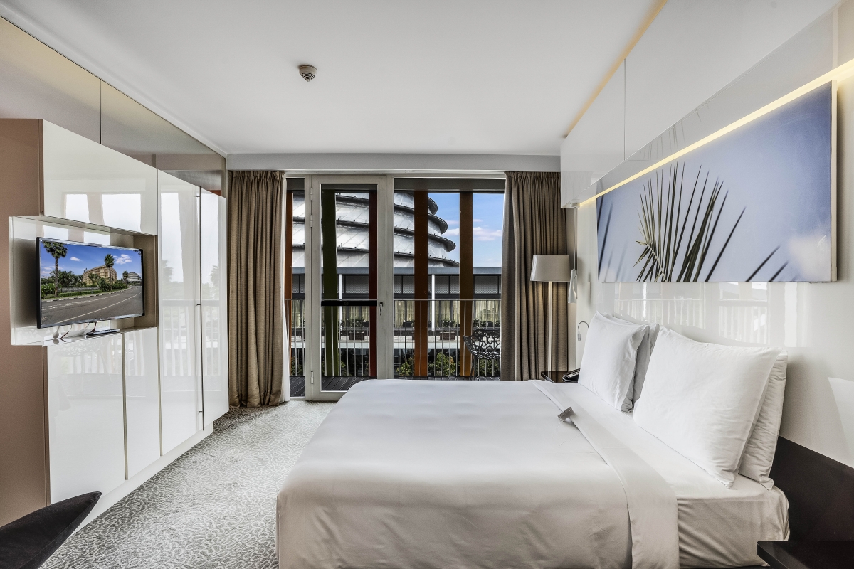 A guest room at Radisson Blu Kigali, overlooking Kigali Convention Centre, available under the hotel’s summer staycation package (courtesy)