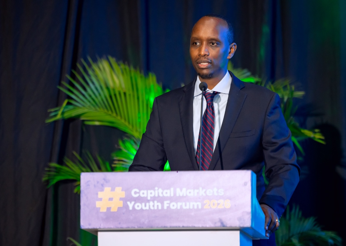 Romeo Ngarambe, Chief Executive Officer of CMA, speaks at the event in Kigali.