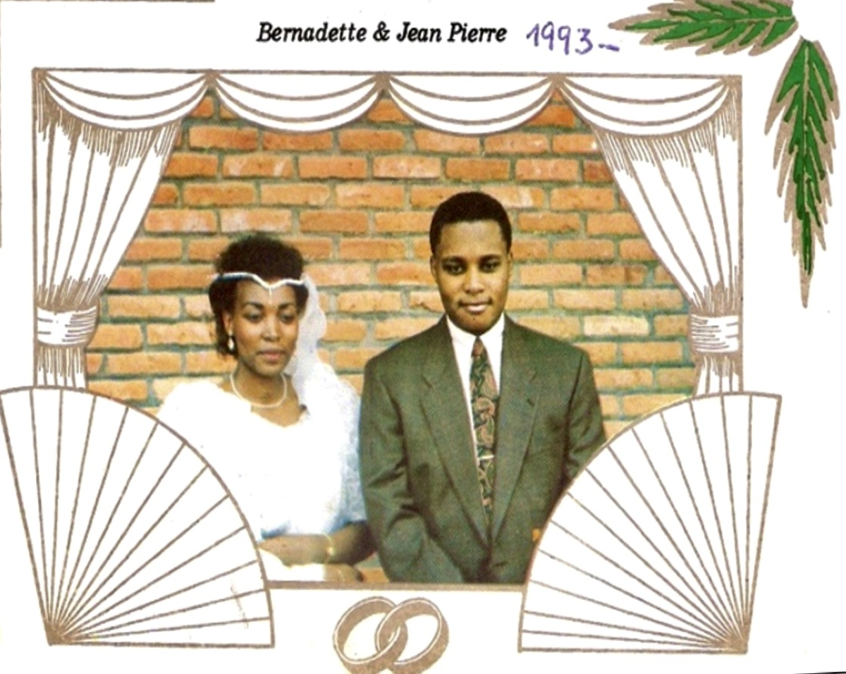 A card celebrating the marriage of Bernadette Uwamariya, Kabuga’s daughter, to President Habyarimana’s eldest son, Jean-Pierre Habyarimana, in 1993.