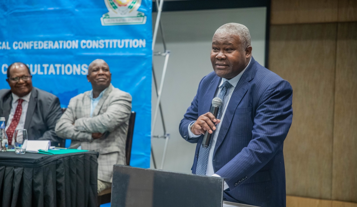 Stephen Mbundi, the Secretary General of EAC, delivers his remarks at the opening of consultations on the drafting of the constitution for the proposed East African Political Confederation. Craish Bahizi