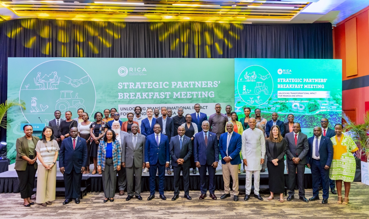 Participants pose for a group photo during RICA's Strategic Partners Breakfast Meeting held in Kigali on June 19. Courtesy