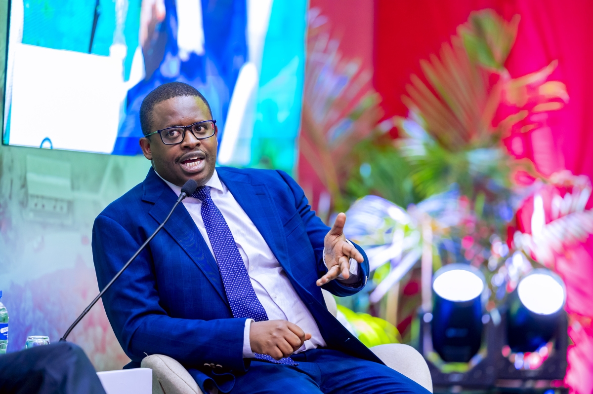 Dr. Olivier Kamana, Permanent Secretary at the Ministry of Agriculture and Animal Resources (MINAGRI), speaks during a panel discussion.