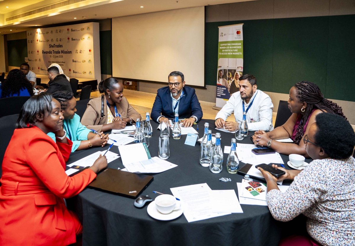 The SheTrades Rwanda Trade Mission participants during group discussion