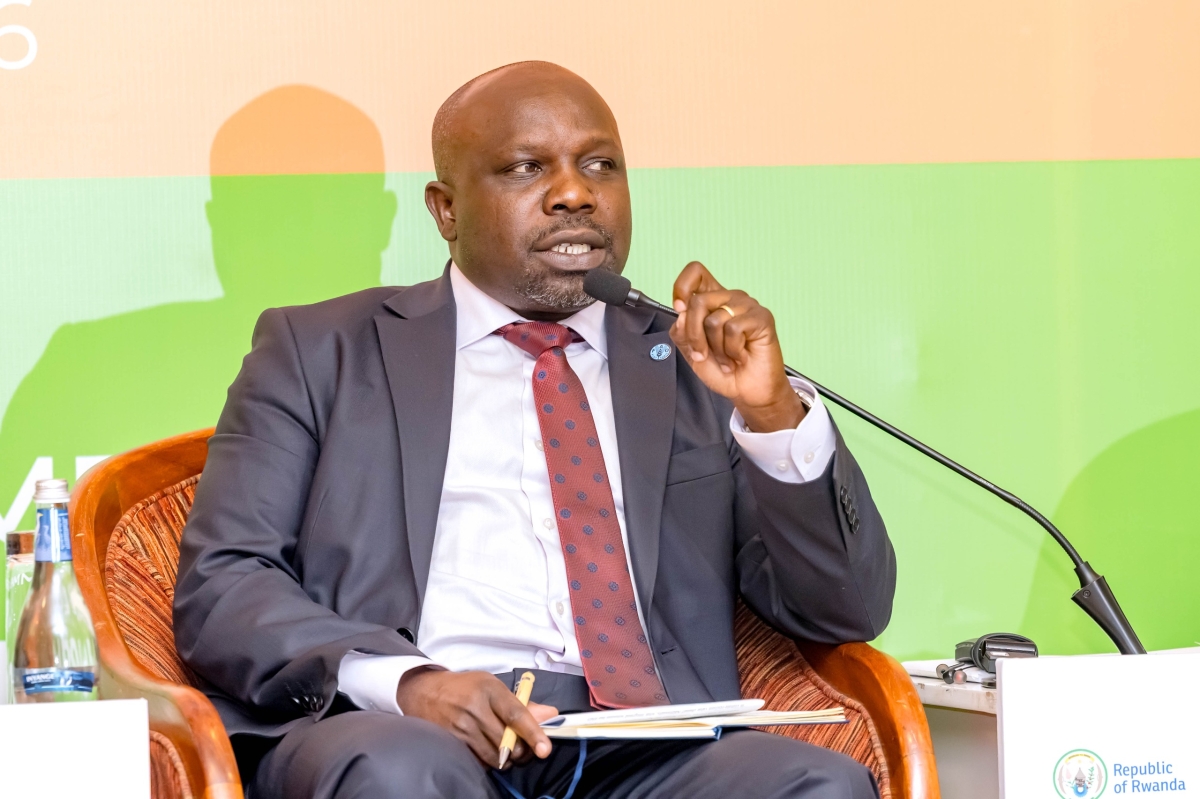 Thomas Ameny, an agriculture expert at FAO speaks at a panel discussion at the meeting..