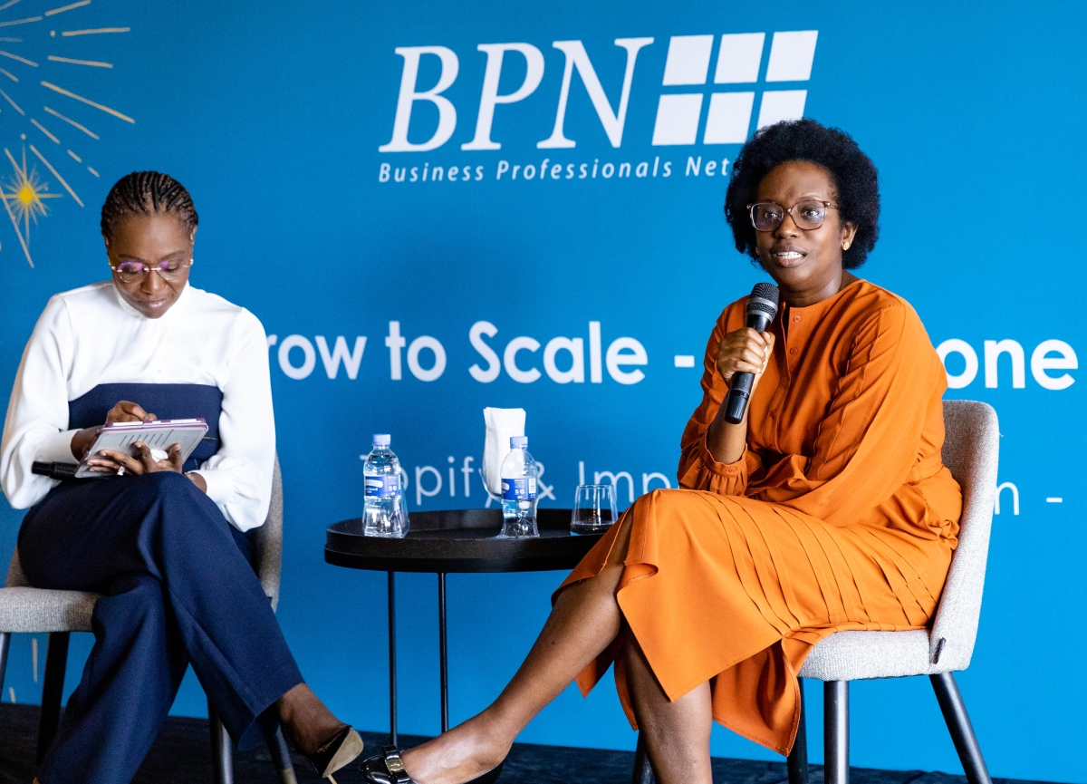 Bank of Kigali CEO Diane Karusisi during a panel discussion. All photos by Dan Gatsinzi