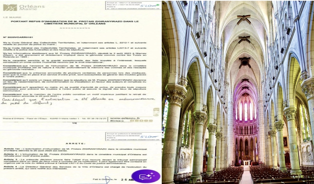 Left: 26 August 2025: The mayor of Orleans, Serge Grouard, issued a temporary ban on Z being buried in the grand municipal cemetery while the funeral service for Z booked by his family (right:) in the beautiful and historic Église Saint-Paterne was also put on hold with the bishop of Orleans, Jacques André Blaquart, issuing a response to the Z’s family in which he refused to conduct the service as they had hoped.