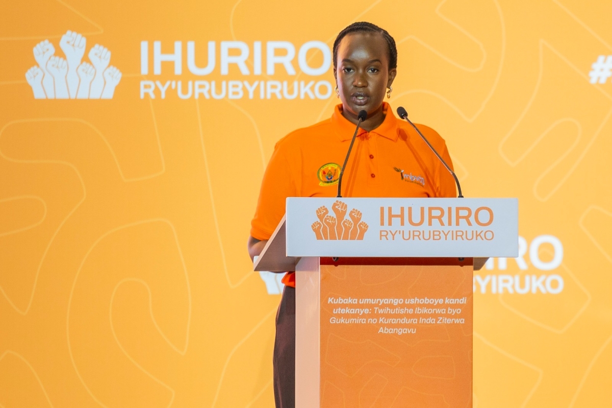 Imbuto Foundation's Director General Elodie Shami speaks at the event held at Kigali's Convention Centre.