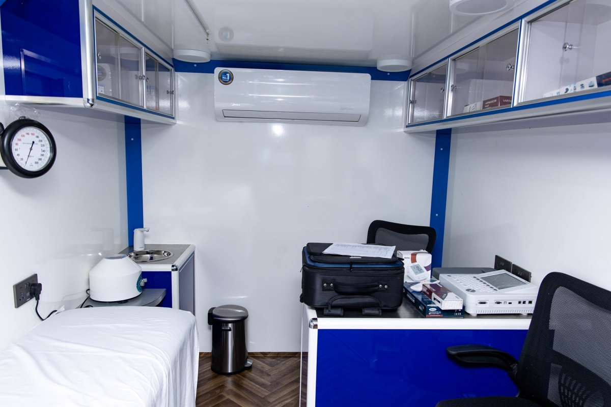 Inside the newly donated mobile clinic.