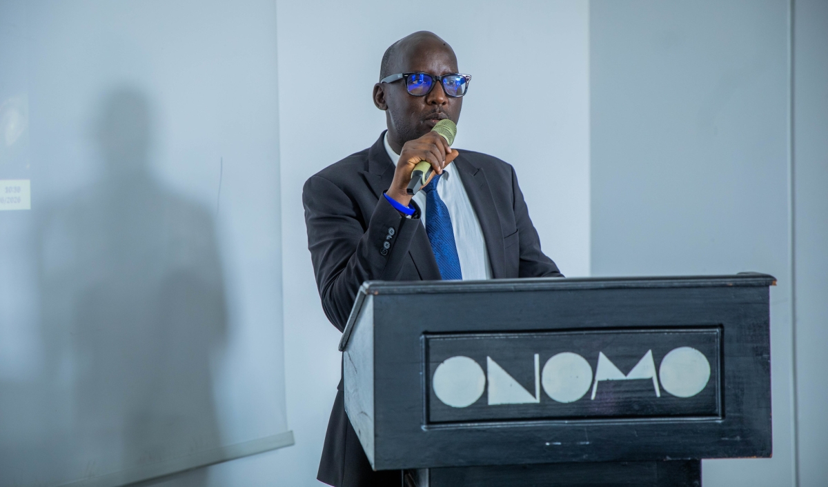 Fred Bazatsinda ,IPPR Chairperson delivers his remarks at the workshop