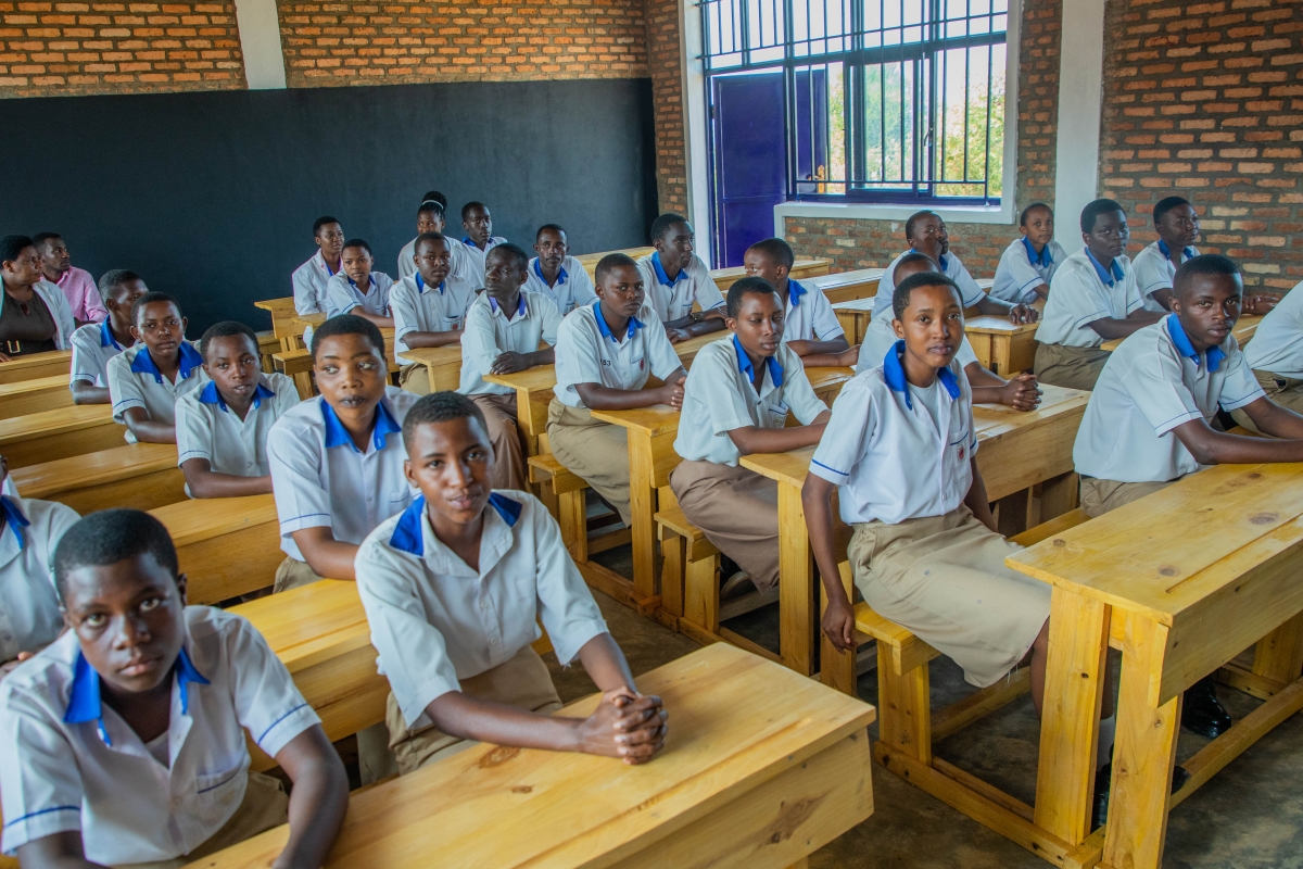 Students sit in one of the classrooms handed over to their school by the RDF and RNP during Kwibohora celebrations.