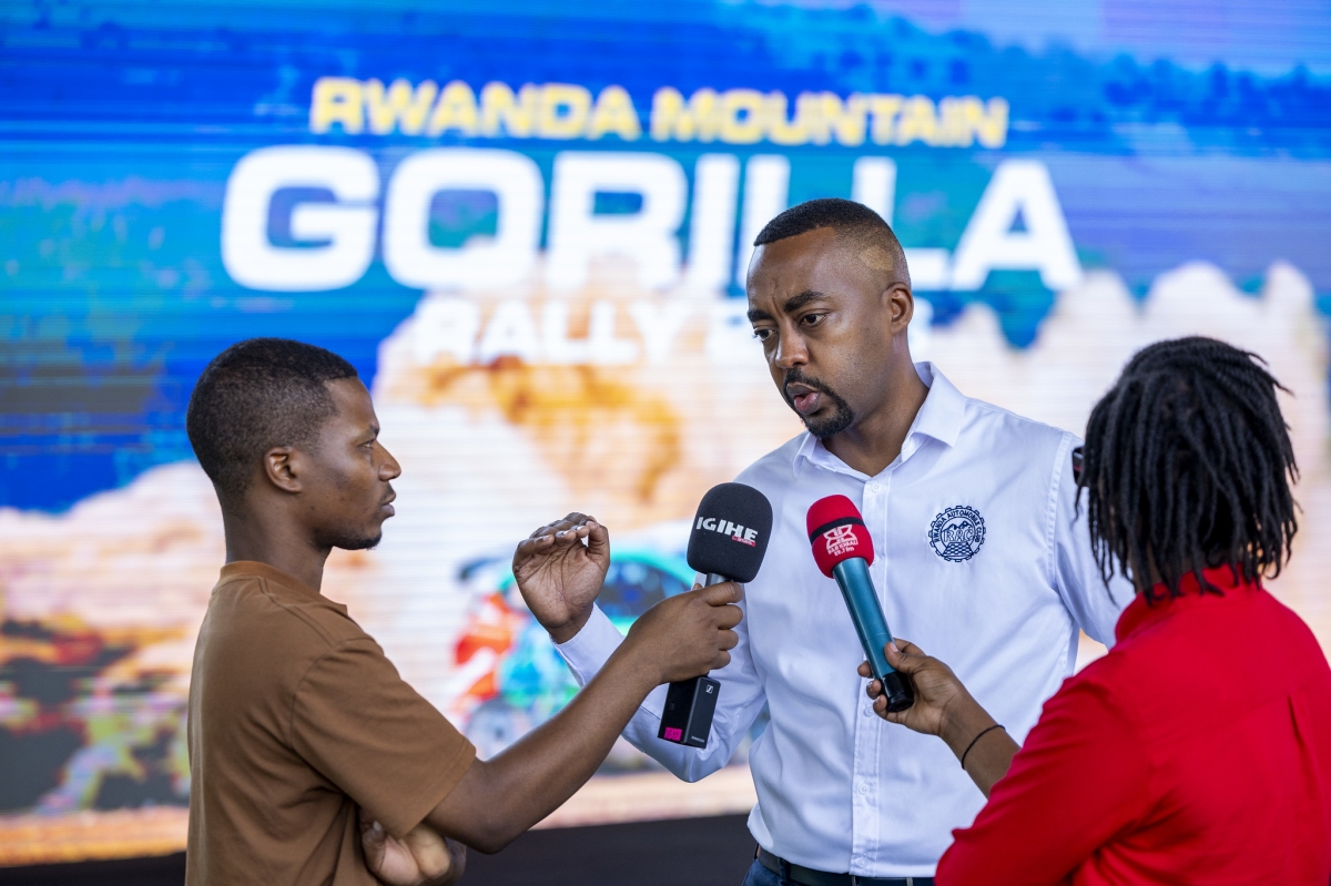 Rwanda Automobile Club President Christian Gakwaya, speaks to the journalists.