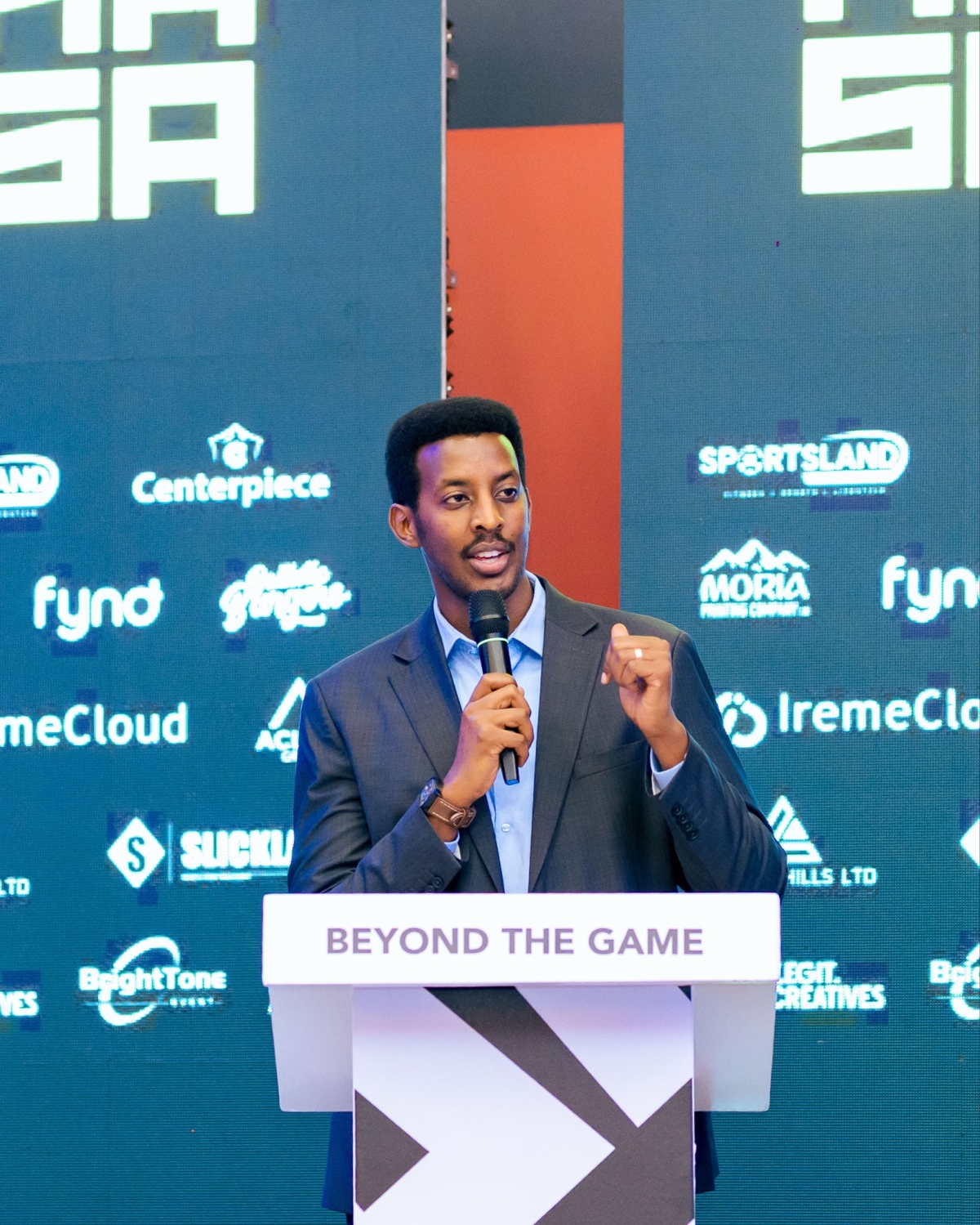 State Minister for Sports Rwego Ngarambe addresses delegates at the launch.