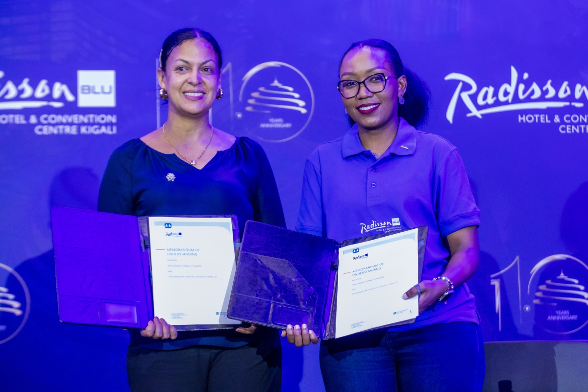 Nice Uwase, Acting General Manager at Radisson Blu Hotel & Kigali Convention Center and representative of SOS childrens village Rwanda during the signing ceremony.
