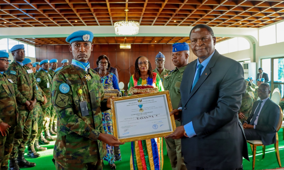 Faustin Archange Touadéra, President of the Central African Republic presides over the ceremony that took place at the Presidential Palace in Bangui.
