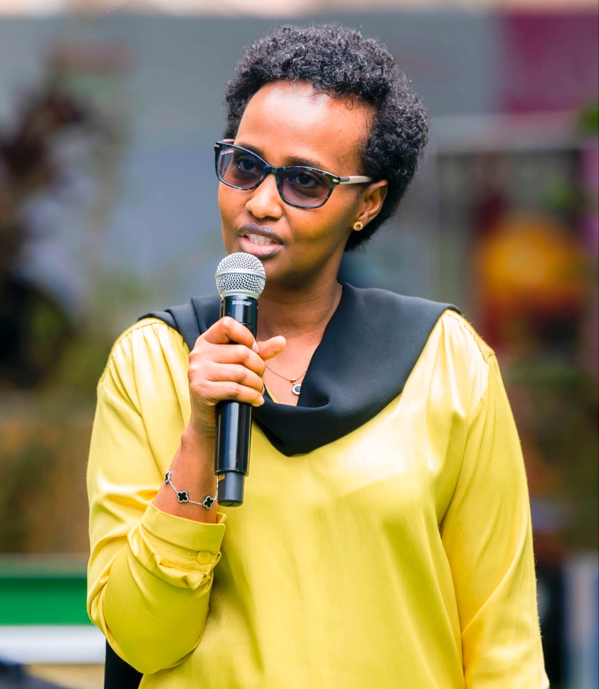 Rose Ngabire, Bank of Kigali's Chief Operations Officer and Chairperson of the Occupational Health and Safety Committee, speaks at the launch of the festival.