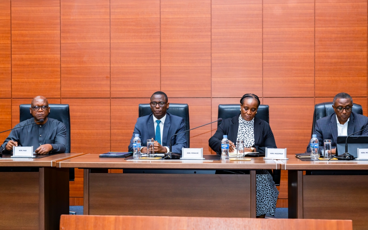 Minister of Defence Juvenal Marizamunda, Minister of Local Government Dominique Habimana, Minister of Gender and Family Promotion Consolée Uwimana, and Minister of Interior Vincent Biruta