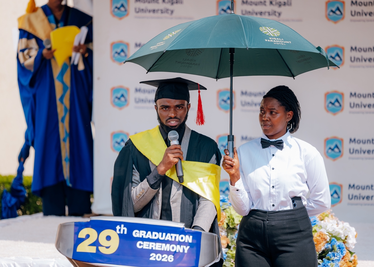 Sosthene Iradukunda Speaking on behalf of the graduating class.