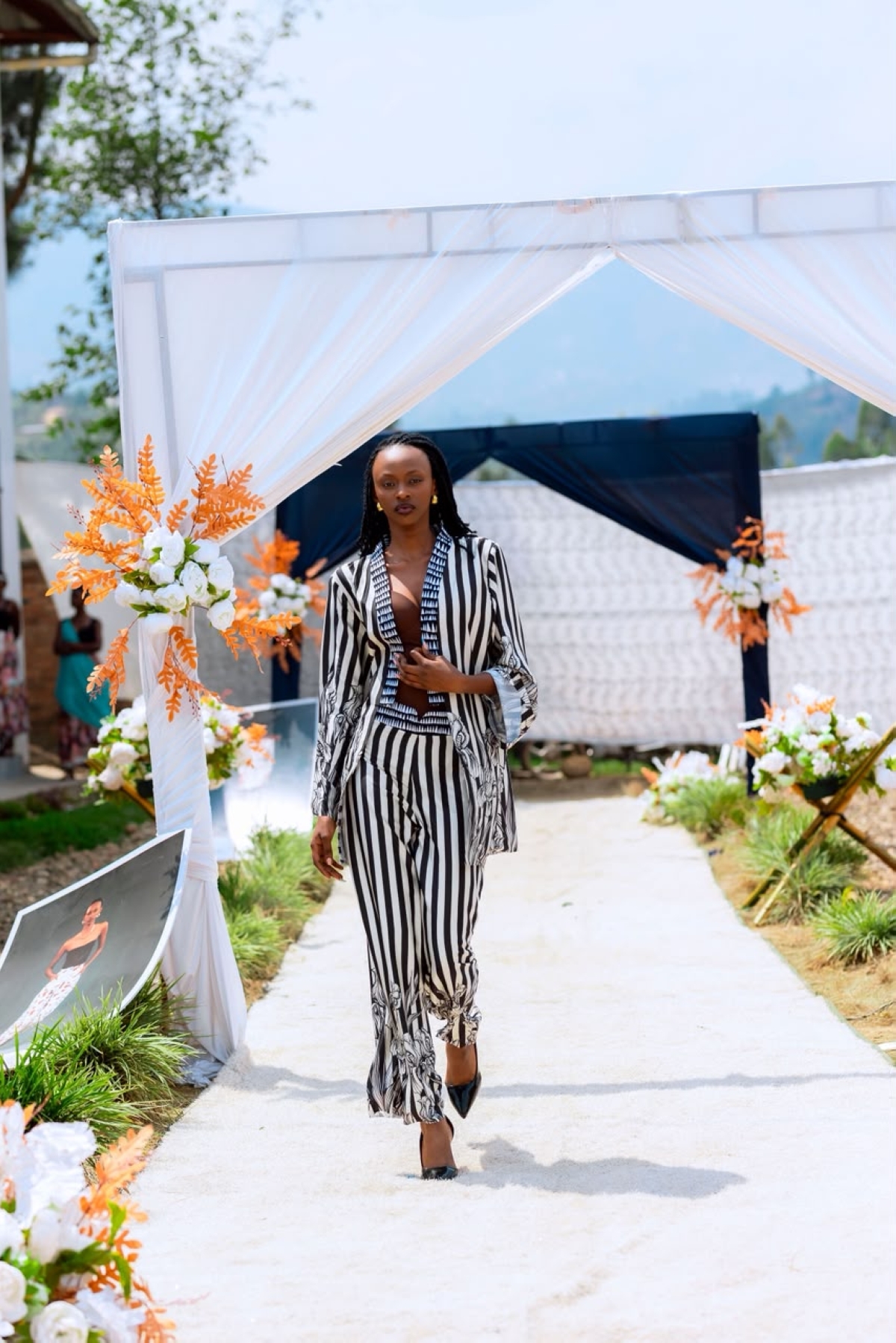 An OSO student-made outfit is showcased as a model presents the design. Courtesy photo.