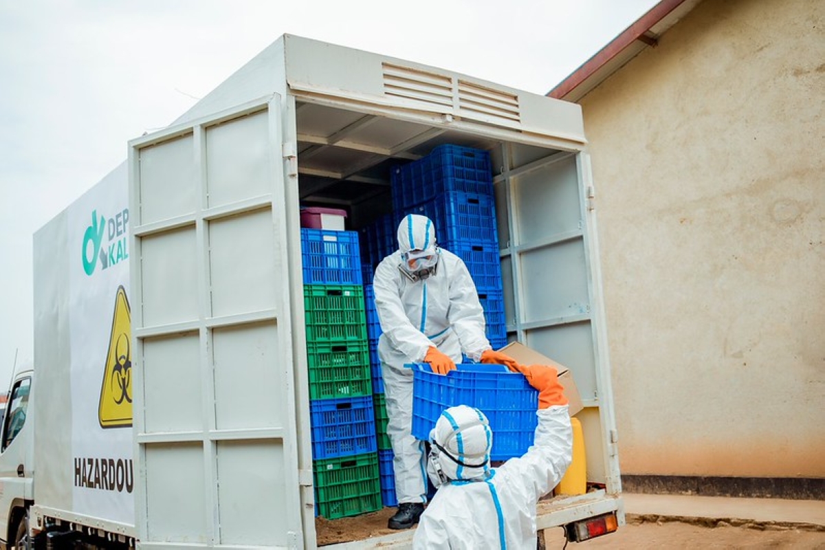 Chemicals and hazardous waste are collected by experts. File