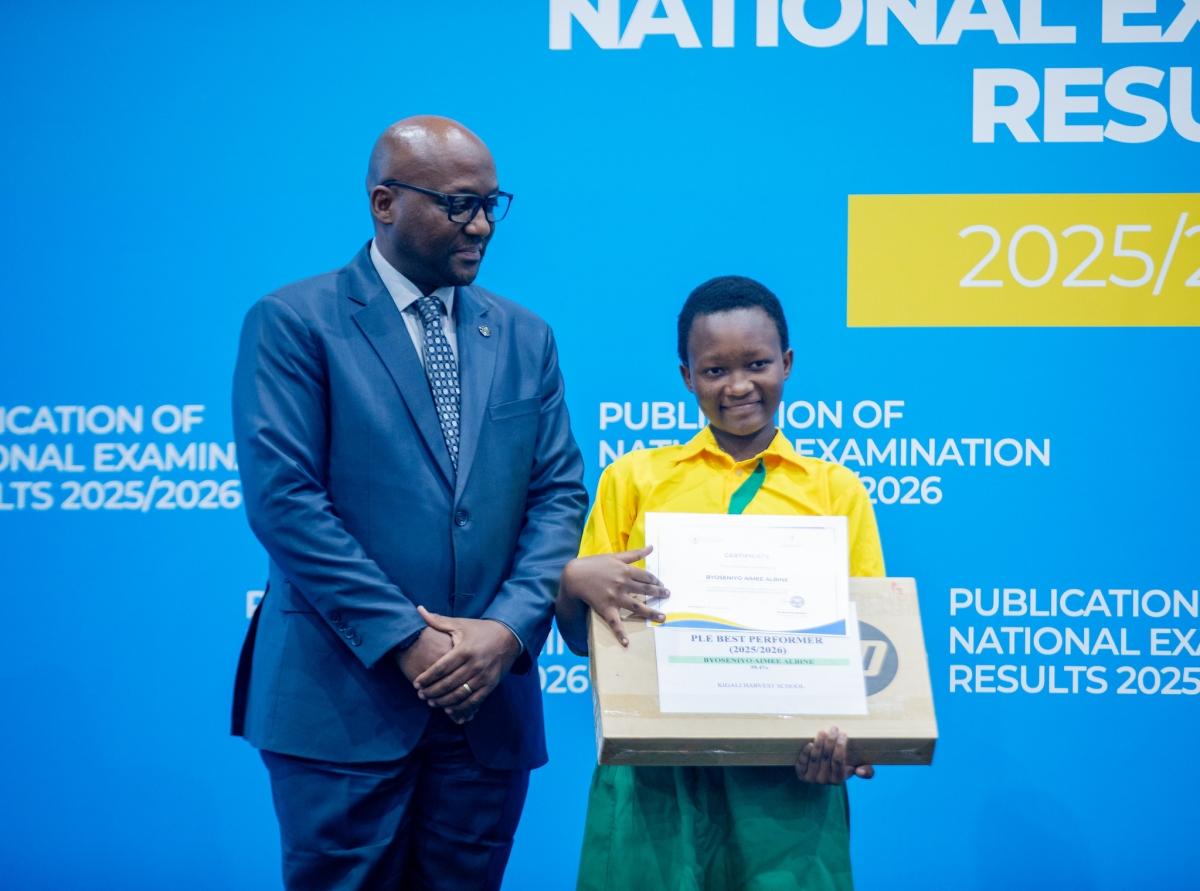 Aimee Albine Byoseniyo of Kigali Harvest School in Gasabo scored with 99.4 per cent.