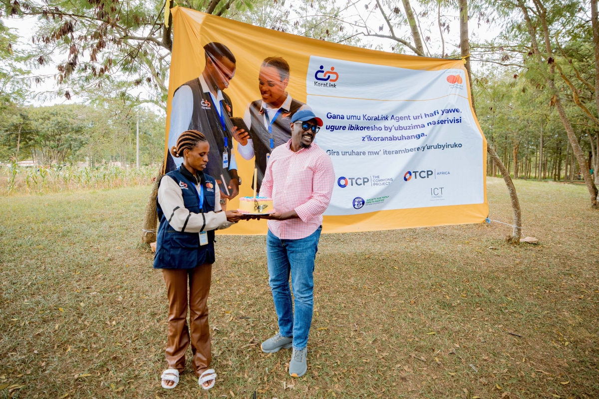 Dr. Richard Gakuba, Executive Secretary TCP Africa, with Ange Marie Ntirenganya during a tour in Nyagatare