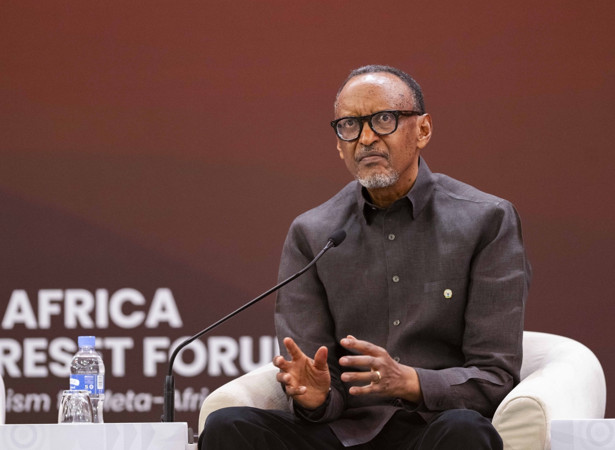 President Paul Kagame speaks during a presidential panel at the Africa Mindset Reset Forum in Kigali on Tuesday, August 25. Photo by Village Urugwiro