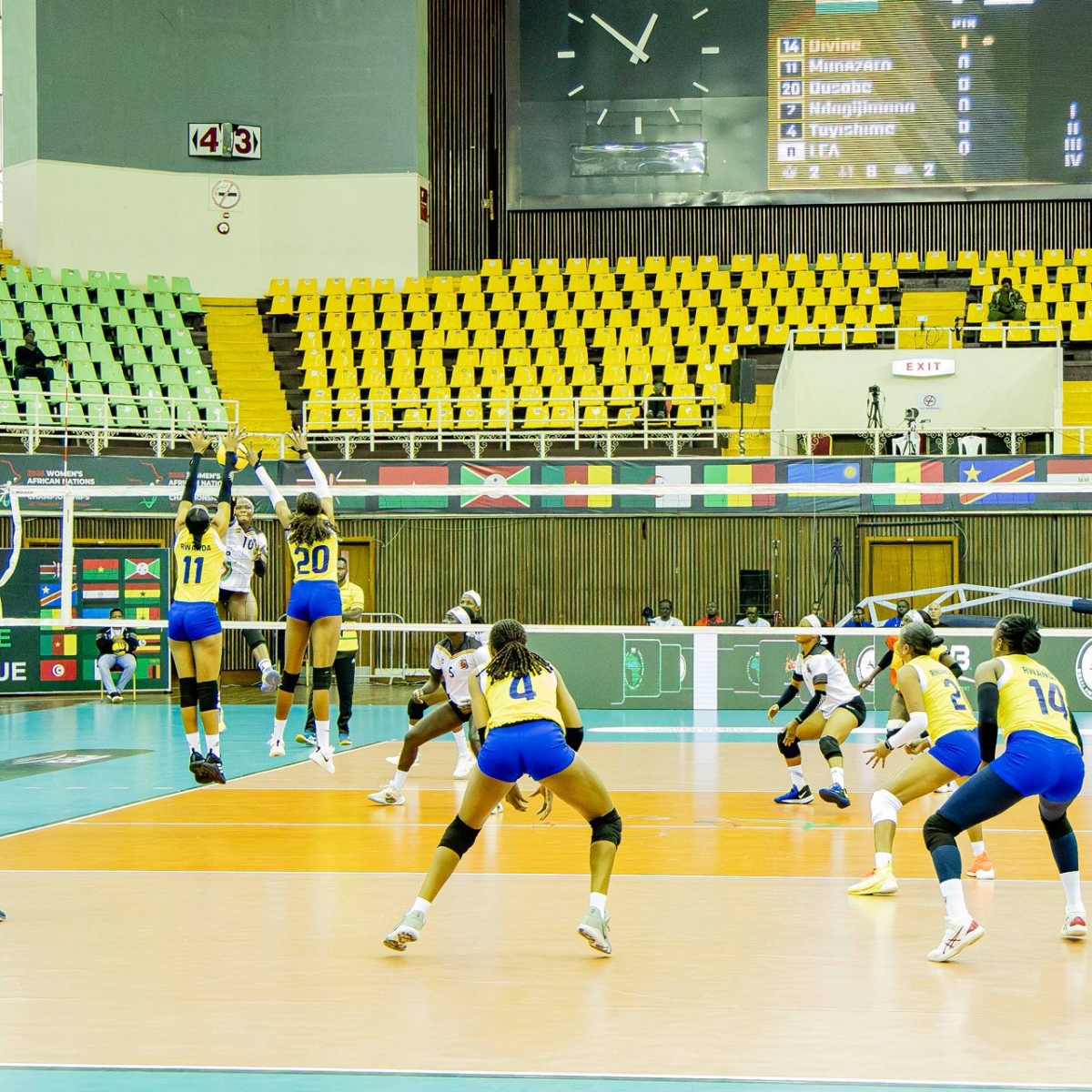 Rwanda defeat Ghana in four sets (25-17, 24-26, 25-19, 25-18) at Kasarani Indoor Arena in Nairobi on Tuesday.