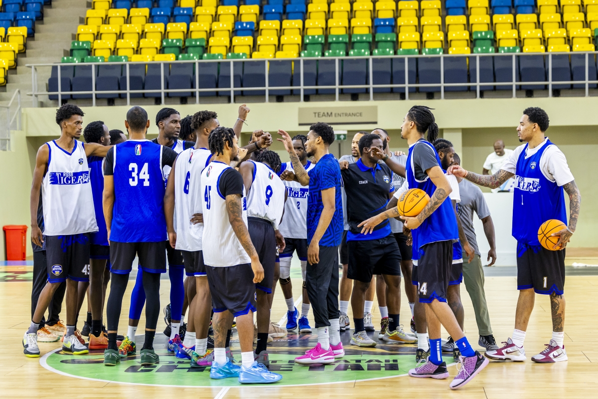 RSSB Tigers are training twice a day at Petit Stade before departing for Beijing, China, later this week ahead of the 2026 FIBA Continental Cup. Photo by Olivier Mugwiza
