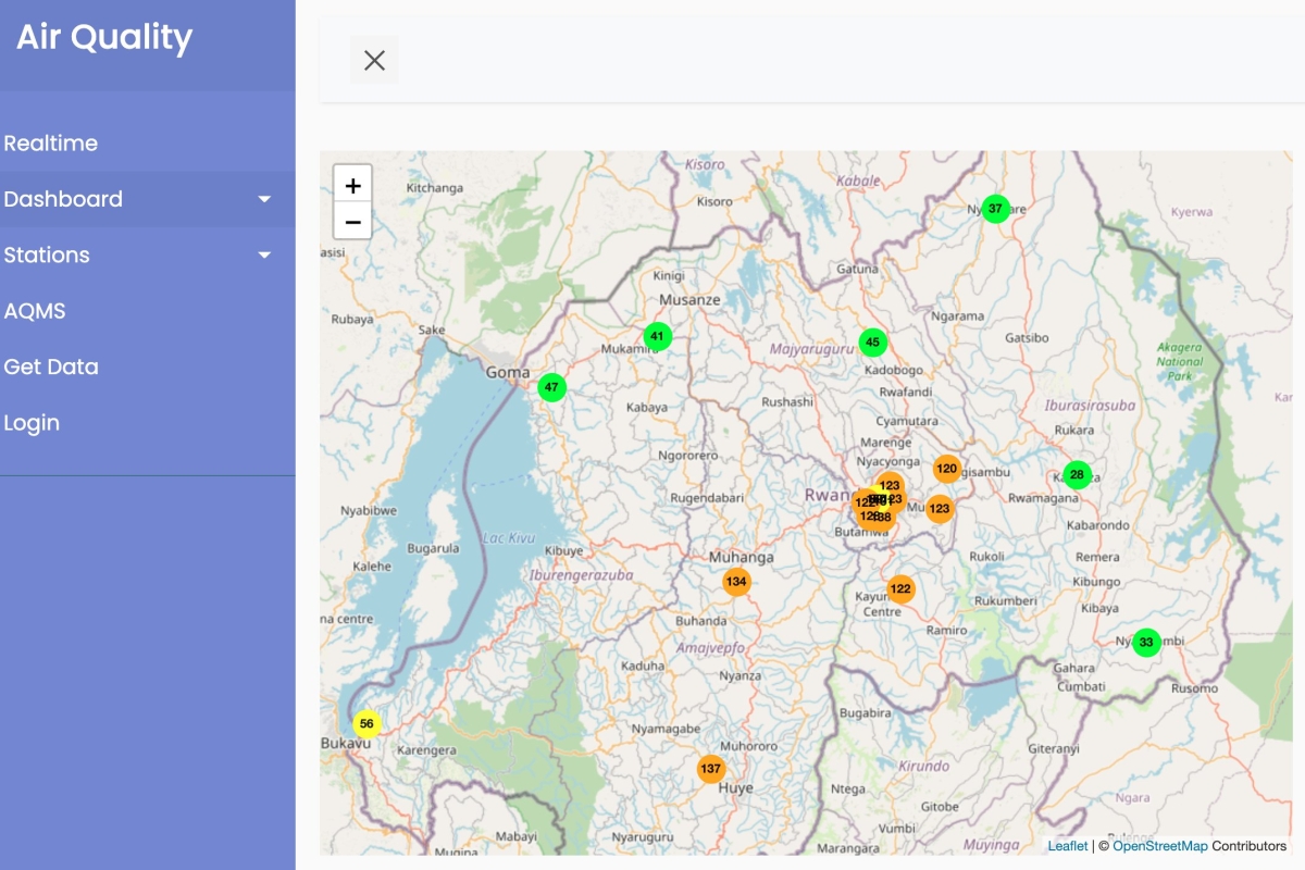 Dashborad for air monitoring.